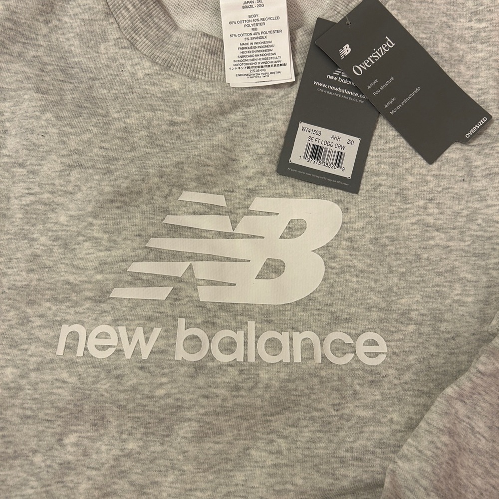 New Balance Gray Oversized Sweatshirt 2x - Picture 2 of 3